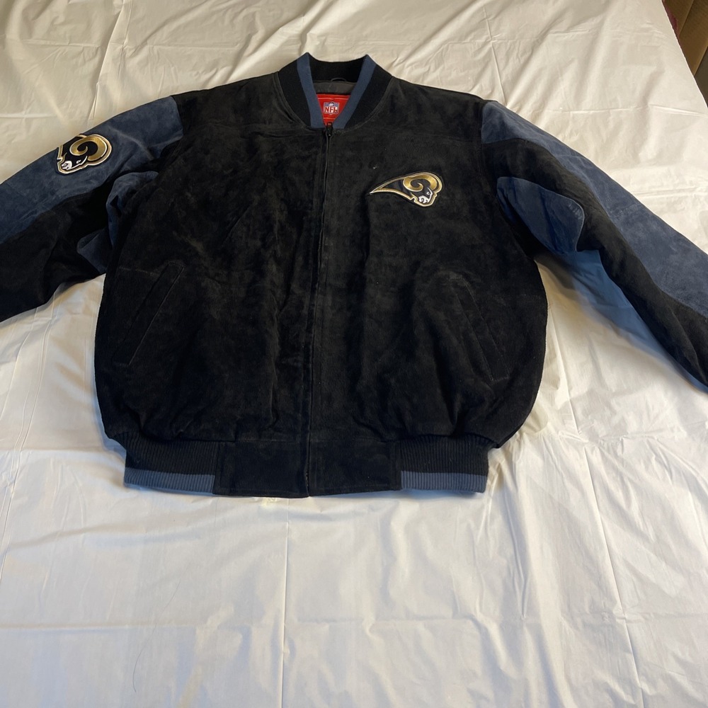 Rams NFL   Leather - suede jacket New Medium Two Tone Blue